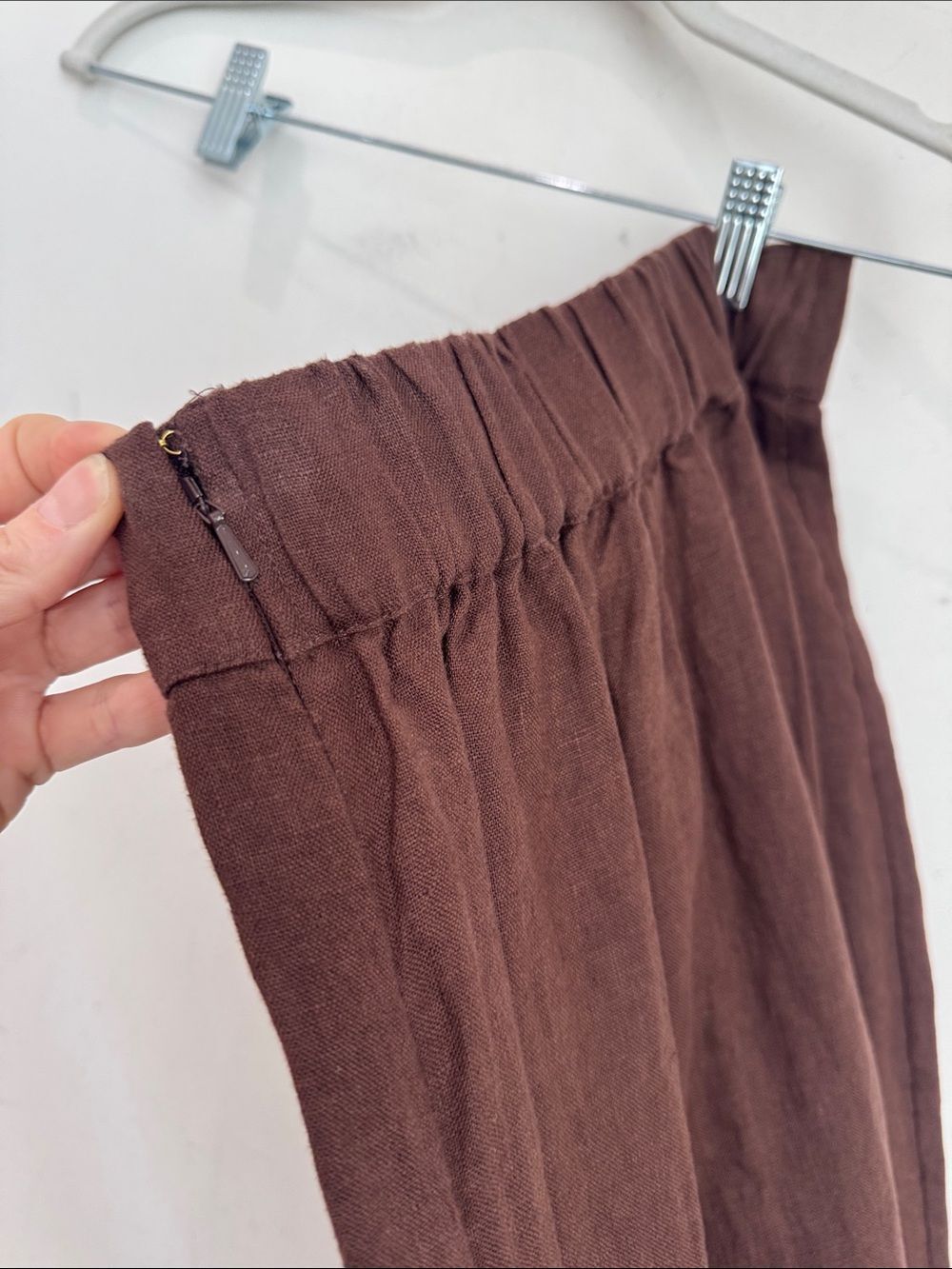 NWT POSSE Emma Linen Pencil skirt in chocolate brown - Picture 10 of 10
